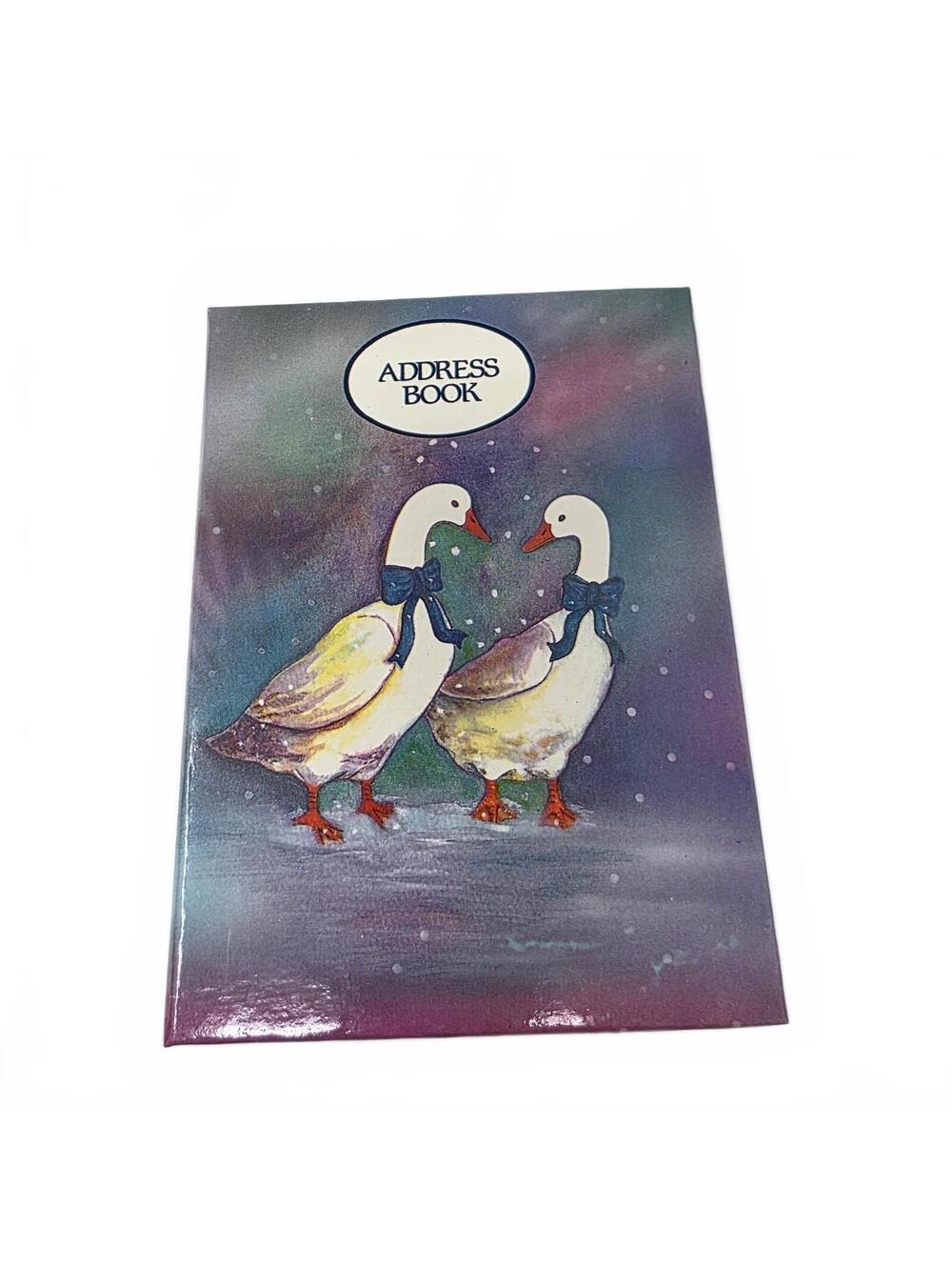 Vintage Winter Geese Address Book JSNY Floral Hardcover Original Box